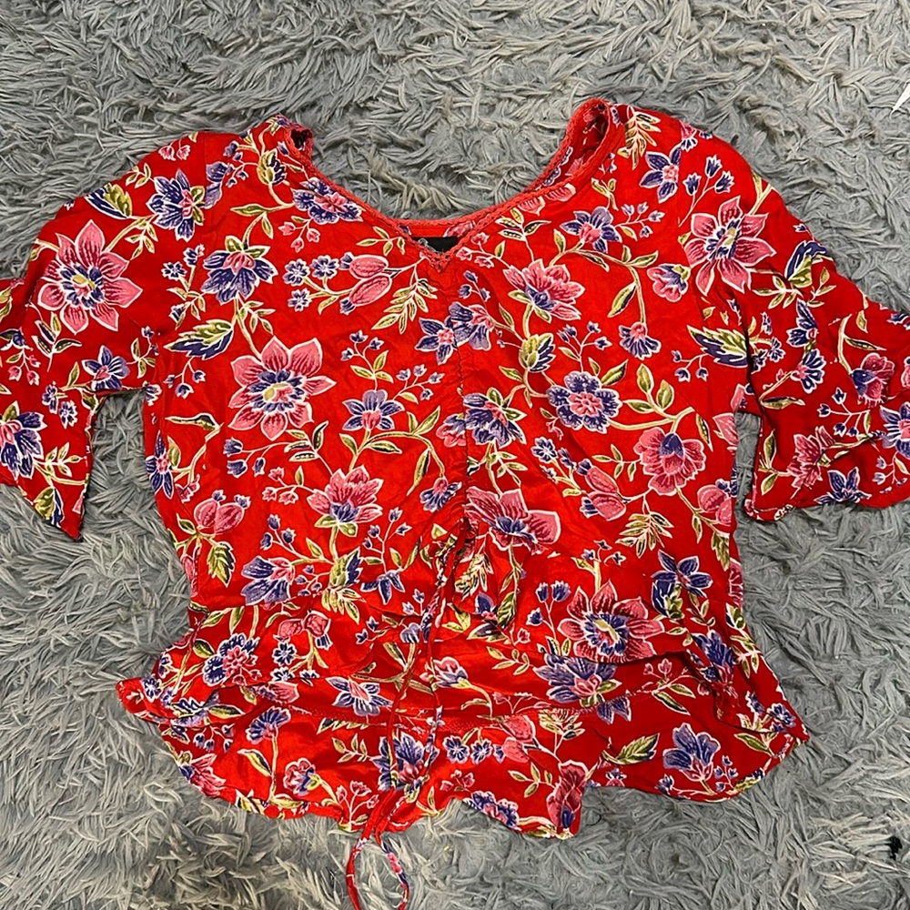 Red floral Angie top size small